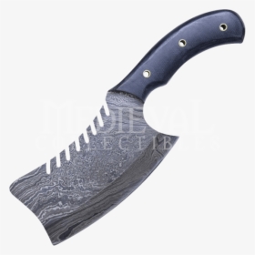 Serrated Damascus Steel Cleaver Knife - Utility Knife, HD Png Download, Transparent PNG