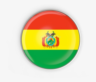 Round Button With Metal Frame - Bolivia Flag Round Png, Transparent Png, Transparent PNG