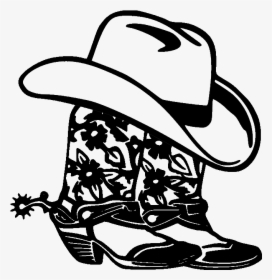 Cowboy Boots Clipart Drawn - Cowboy Boots And Hat Silhouette, HD Png Download, Transparent PNG
