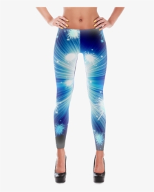 Leggings Star Burst Galaxy Blue, Sparkle Design, By - Womens Flower Leggings, HD Png Download, Transparent PNG