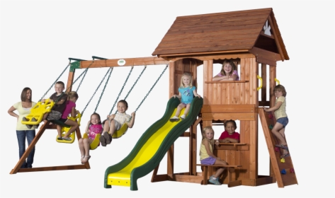 Wood Swing Set With Slide And Glider , Png Download - Swing, Transparent Png, Transparent PNG