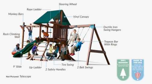 Two Ring Play Set With Monkey Bars - Playground With Monkey Bars Playset, HD Png Download, Transparent PNG