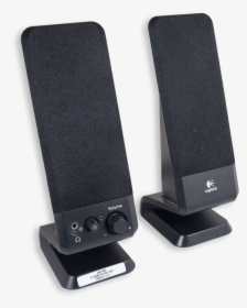 Small Pair Of Black Speakers With White Id Tags - Computer Speaker, HD Png Download, Transparent PNG