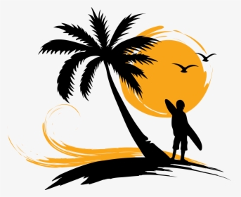 Arecaceae Surfing Sunset Clip Art - Palm Tree Sun Vector, HD Png Download, Transparent PNG