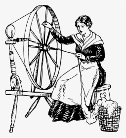 Spinning Wheel 2 Clip Arts - Woman Using Spinning Wheel, HD Png Download, Transparent PNG