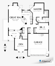 Main Floor Plan Of Mascord 1108a The Naylor Great Room - Square Foot House Plans, HD Png Download, Transparent PNG