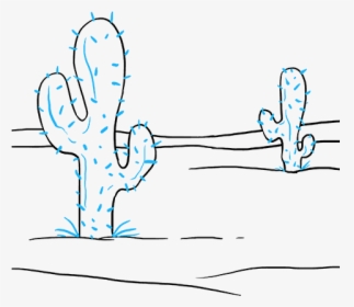 How To Draw A Cactus - Cactus Drawing Easy Step By Step, HD Png Download, Transparent PNG