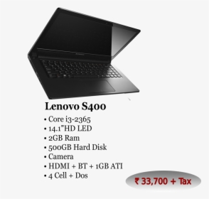 Lenovo S400 I3 Png - Netbook, Transparent Png, Transparent PNG