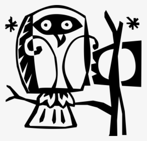 Vector Illustration Of Owl Nocturnal Bird Of Prey Sitting, HD Png Download, Transparent PNG