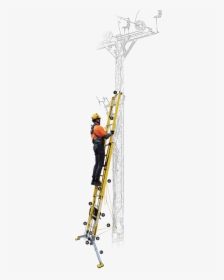 Worker Using Euromaster Fall Control Against Powerpole - Abseiling, HD Png Download, Transparent PNG