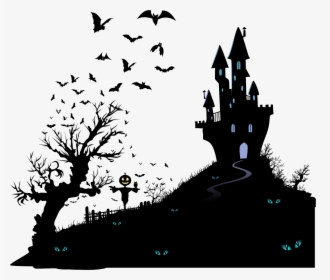 Haunted Housewarming Silhouette House Invitation Halloween - Haunted House Silhouette Png, Transparent Png, Transparent PNG