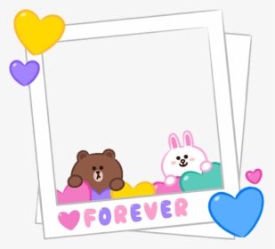 #cute #line #cony #brown #love #frame #polaroid - Love Cute Photo Frame, HD Png Download, Transparent PNG