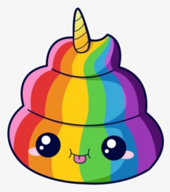 Emoji Unicorn Kawaii Stickers Transparent Png Emoji - Rainbow Poop Emoji, Png Download, Transparent PNG