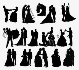 Wedding Invitation Silhouette Clip Art - Wedding Couple Silhouette Cute, HD Png Download, Transparent PNG