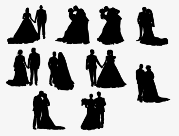 Groom And Bride Silhouette Png Image - Silhouette, Transparent Png, Transparent PNG