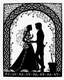 Forgetmenot Bride And Groom Silhouettes - Черно Белый Рисунок Узор, HD Png Download, Transparent PNG