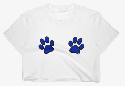Double Blue Paw Prints T-shirt Crop Top - Frangipani, HD Png Download, Transparent PNG