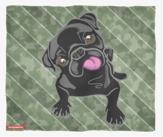 Black Pug Puppy Camo Fleece Blanket - Pug, HD Png Download, Transparent PNG