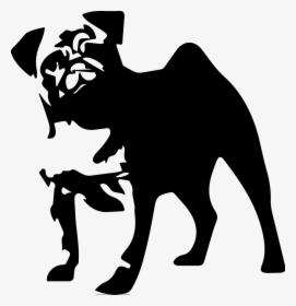 Pug Bulldog Stencil Clip Art - Black And White Pug Silhouette, HD Png Download, Transparent PNG