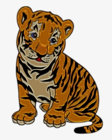 Lion Cub Sitting Plastic Art - Baby Tiger Coloring Page, HD Png Download, Transparent PNG