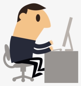 Cartoon Man On A Computer, HD Png Download, Transparent PNG