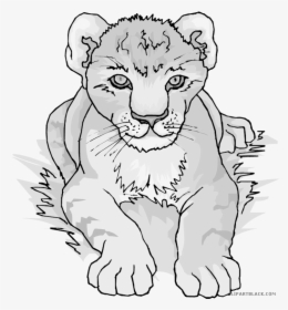 Clipartblack Com Animal Free Black White Images - Lion Cub Clipart Black And White, HD Png Download, Transparent PNG