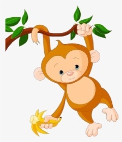 Animated Monkey In A Tree Png - Baby Monkey Clip Art, Transparent Png, Transparent PNG