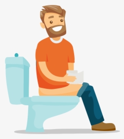 Cartoon Guy Sitting On Toilet , Transparent Cartoons - Sit On Toilet Clipart, HD Png Download, Transparent PNG