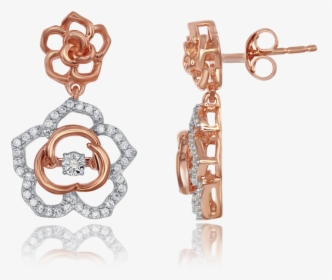 Enchanted Disney S Belle 14kt Rose Gold Diamond Rose - Earrings, HD Png Download, Transparent PNG