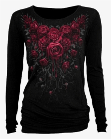 Blood Rose Womens Long Sleeve Shirt - T Shirt Femme Manches Longues Gothique, HD Png Download, Transparent PNG