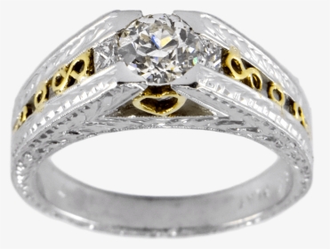 Tacori Platinum 18k Yellow Gold Diamond Engagement - Engagement Ring, HD Png Download, Transparent PNG