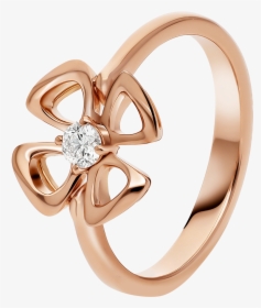 Fiorever 18 Kt Rose Gold Ring Set With A Central Diamond - Fiorever Ring Bvlgari, HD Png Download, Transparent PNG