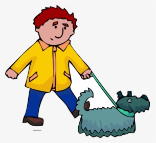 Dog Walking Man And Clipart Transparent Png - Clipart Person With Dog, Png Download, Transparent PNG