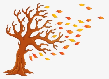 Transparent Blowing Leaves Clipart - Cartoon Transparent Fall Tree, HD Png Download, Transparent PNG