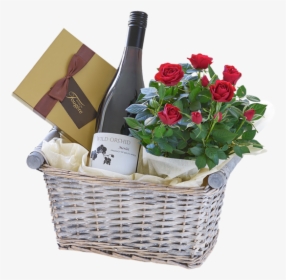 Luxury Red Wine Gift Basket - Flowers And Wine Gift Baskets, HD Png Download, Transparent PNG