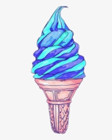 Transparent Ice Cream Png Tumblr - Blue Ice Cream Drawing, Png Download, Transparent PNG