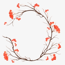 Orange Pink Flowers Hand Drawn Garland Decorative Elements - Autumn Flower Frame Png, Transparent Png, Transparent PNG