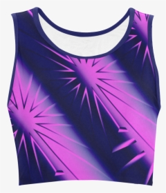 Abstract Purple And Blue Starburst Women S Crop Top - Black Crop Top With Stars, HD Png Download, Transparent PNG