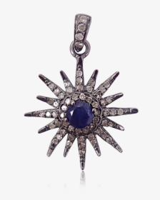 New Pave Diamond Blue Sapphire Starburst Pendant - 40 To 32 Reducer, HD Png Download, Transparent PNG