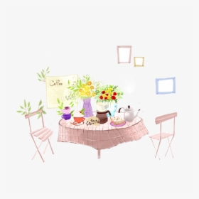 Tea Table Decoration Luxury Poster Drawing Illustration - Tea Table Drawing, HD Png Download, Transparent PNG