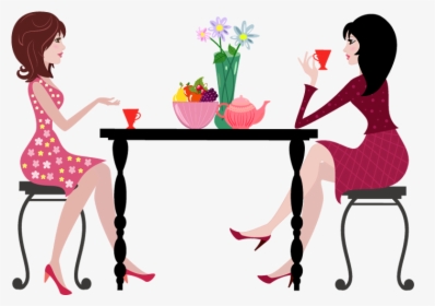 Picture Library People Sitting At Table Png Good An - Cartoon Ladies Having Coffee, Transparent Png, Transparent PNG