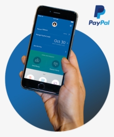 Hand Holding Phone With Paypal App Screen - Smartphone, HD Png Download, Transparent PNG
