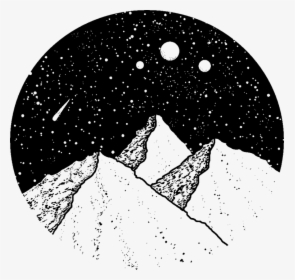 #mountains #drawing #stars #aesthetic #art #artwork - Night Sky Mountain Drawing, HD Png Download, Transparent PNG