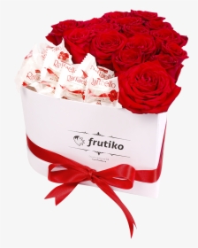 Heart Box Red Rose Raffaello - Box Of Blue Flowers, HD Png Download, Transparent PNG