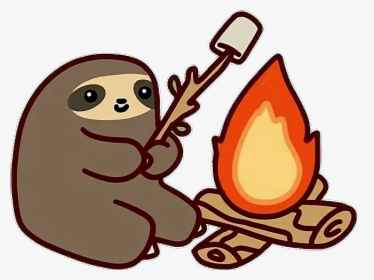 Sloth Fire Animal Marshmallow Camping Tumblr - Campfire Sloth, HD Png Download, Transparent PNG