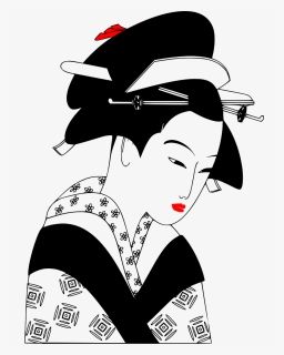 Woman,art,geisha - Japanese Clipart Black And White, HD Png Download, Transparent PNG