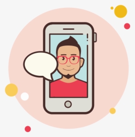 Man In Red Shirt Messaging Icon - Man Picture In The Phone Clipart, HD Png Download, Transparent PNG