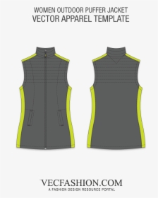 Outdoor Puffer Template Vecfashion - Round Neck Black Shirt Template, HD Png Download, Transparent PNG