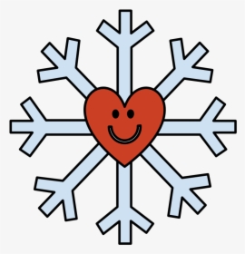 Snowflake, Smiley Face, Heart, Red - Snowflake With A Face Clipart, HD Png Download, Transparent PNG