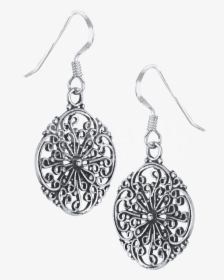 Sterling Silver Scrollwork Flower Earrings - Earrings, HD Png Download, Transparent PNG
